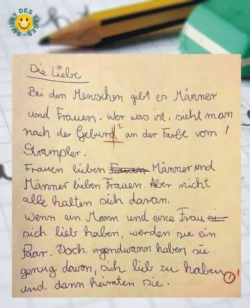 ein Text über die Liebe, von einem Kind geschrieben